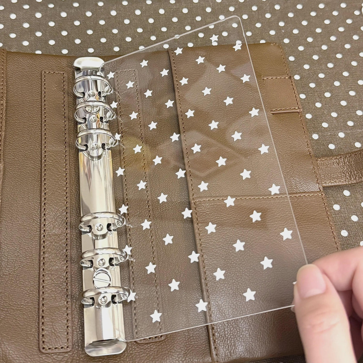 Acrylic Journal Overlay, Polka Dot & Starry Ring Binder Insert (M5 A7 A6)