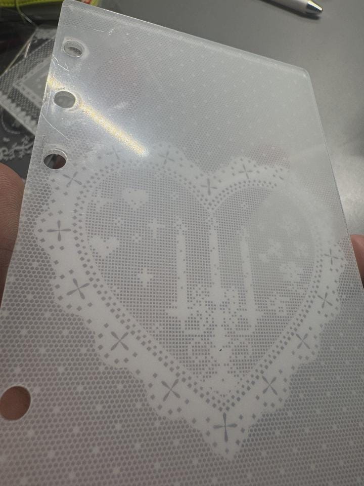 Acrylic Lace Polka Dot Ring Binder Insert, Clear Journal Divider (A6P, A7, M5)
