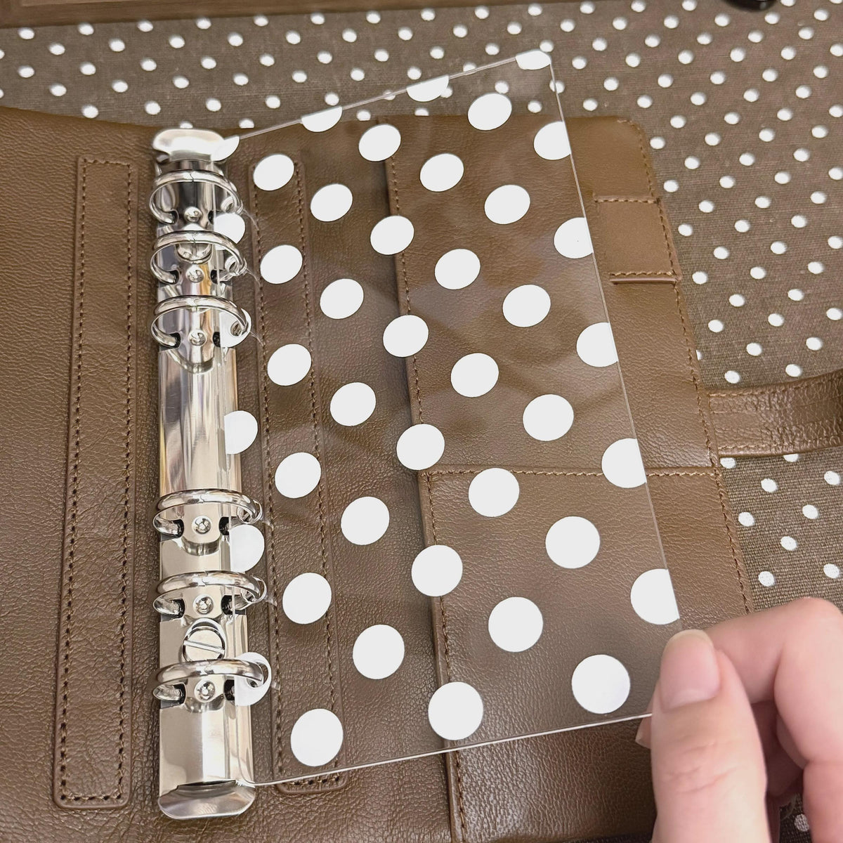 Acrylic Journal Overlay, Polka Dot & Starry Ring Binder Insert (M5 A7 A6)
