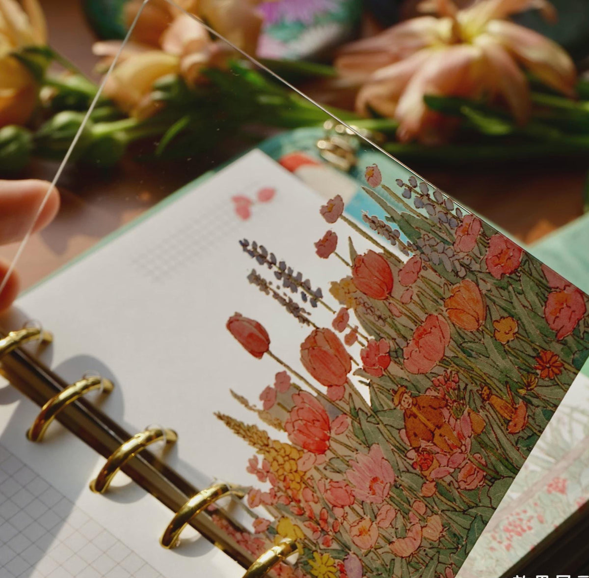 Floral Acrylic Planner Divider, Botanical Ring Binder Inserts, M5 A6 A7 Dashboard