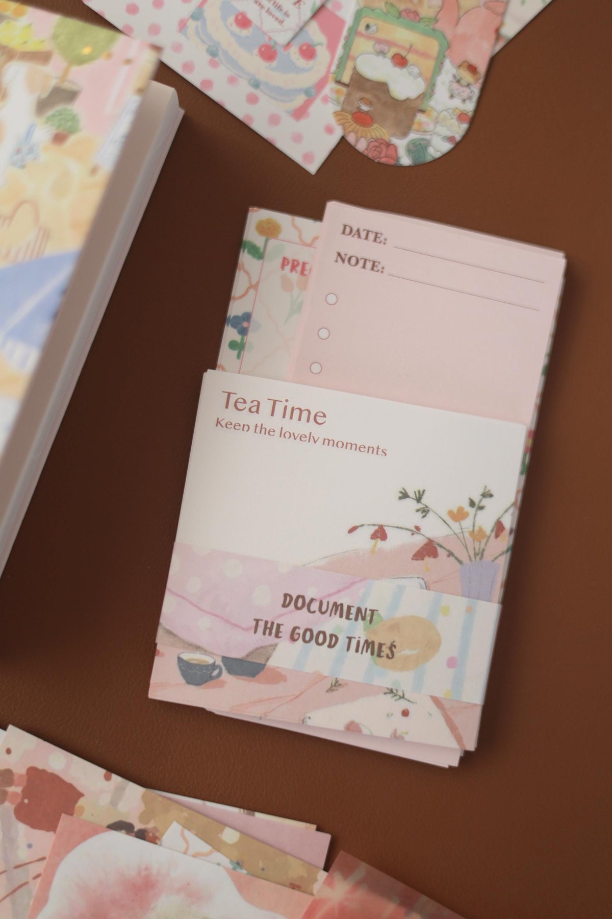 A6 Pink Journal Gift Box Curated Korean Scrapbook Set Washi Sticker Pack