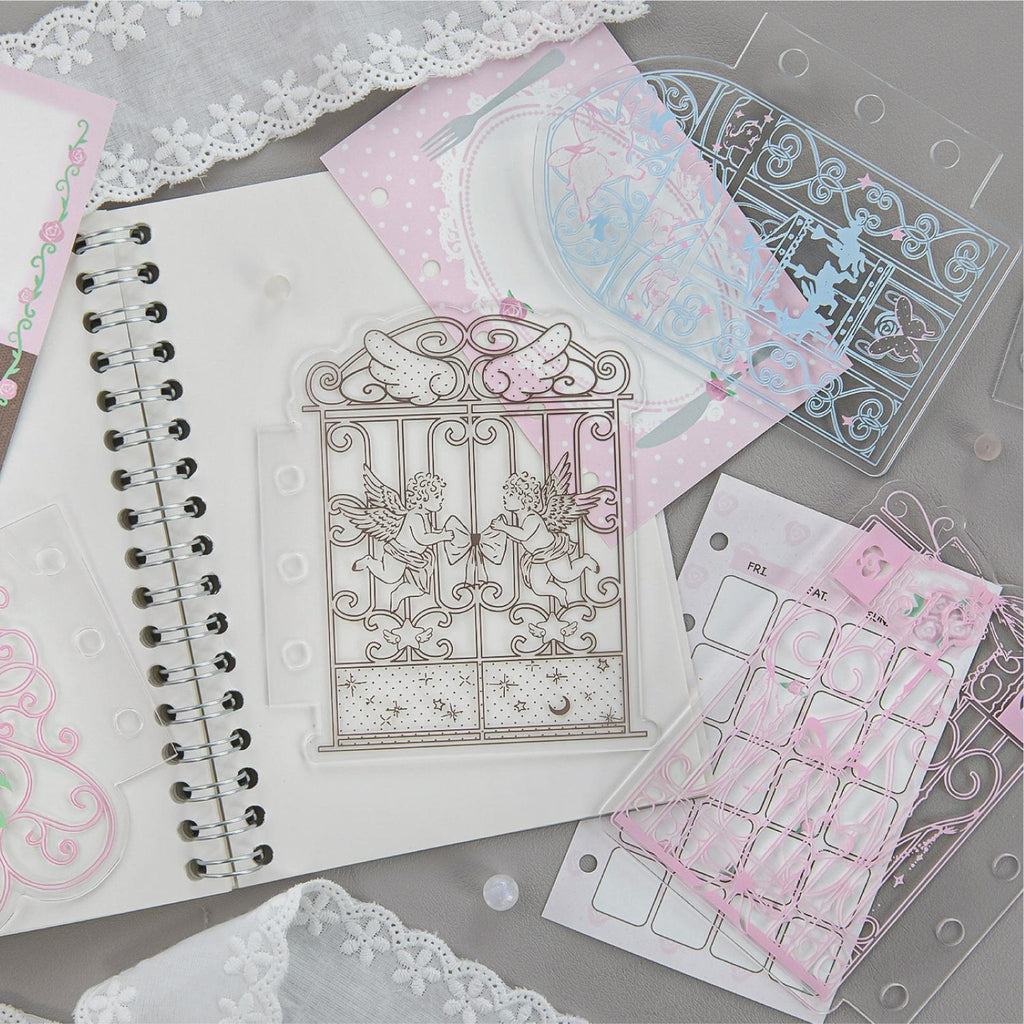 A7 Acrylic Filofax Personal Planner Dashboard, Rococo Flower Window Divider, Clear Botanical Photocard Decor