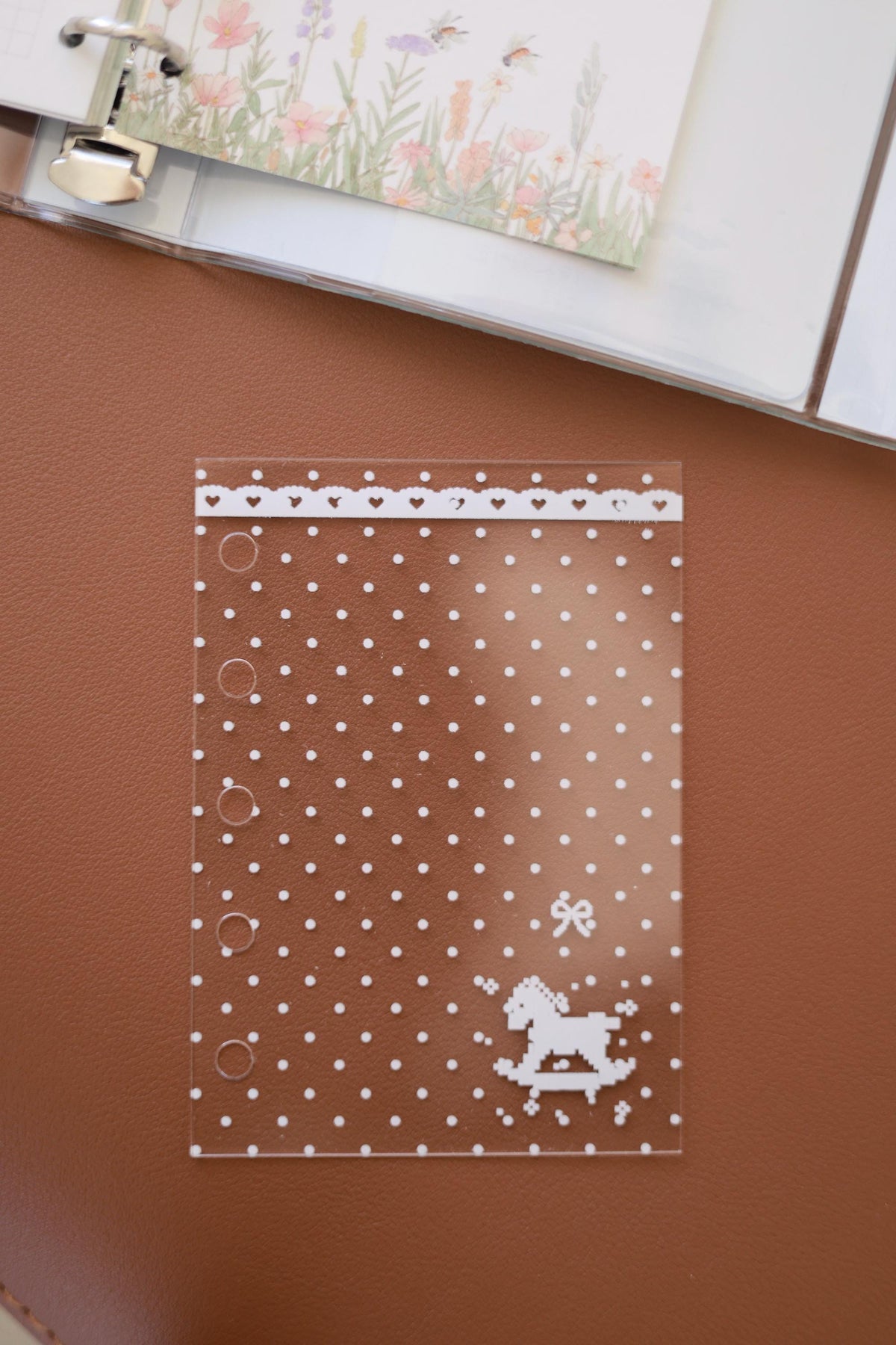 A7 Acrylic Filofax Personal Planner Dashboard, 3 Ring & 6 Ring Binder Divider, Kawaii Lace Photocard