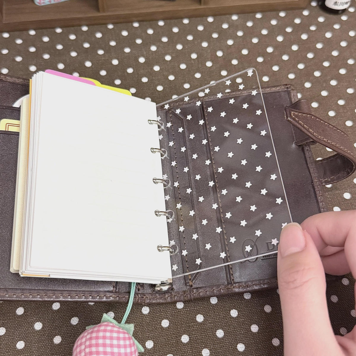 Acrylic Journal Overlay, Polka Dot & Starry Ring Binder Insert (M5 A7 A6)