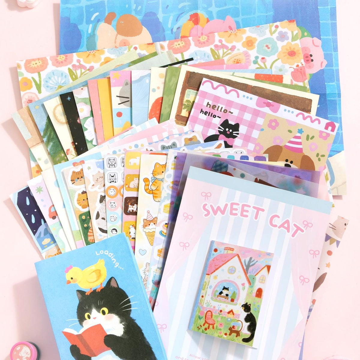 Vintage Junk Journal Ephemera Book Scrapbook Paper Pad Sticker Stationery Set