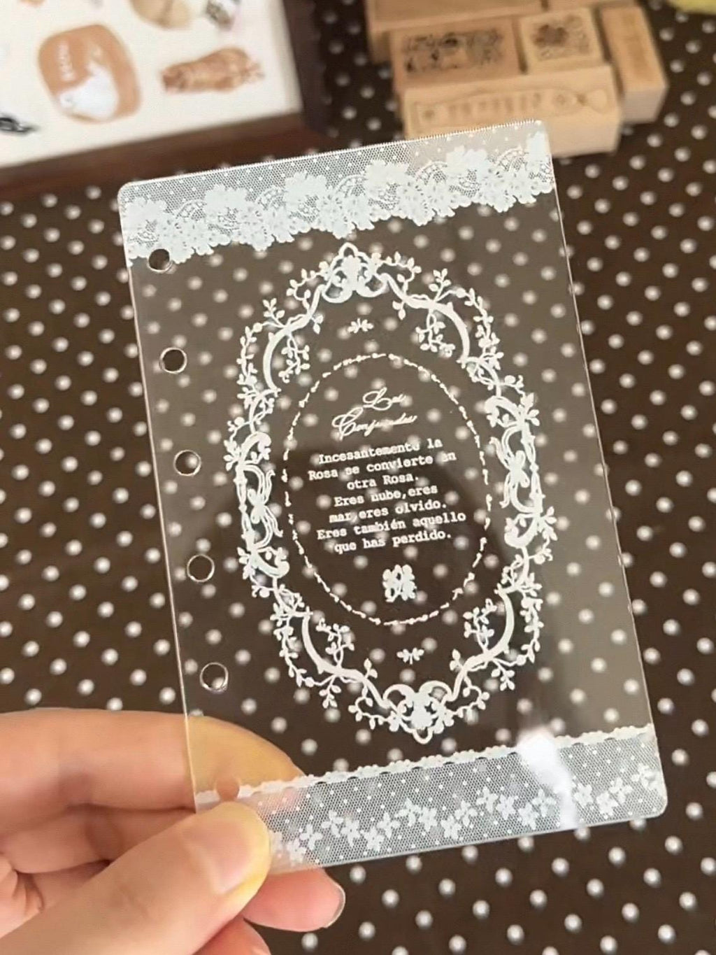 Acrylic Lace Polka Dot Ring Binder Insert, Clear Journal Divider (A6P, A7, M5)