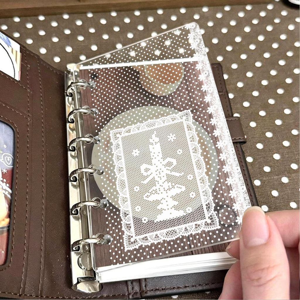 Acrylic Lace Polka Dot Ring Binder Insert, Clear Journal Divider (A6P, A7, M5)