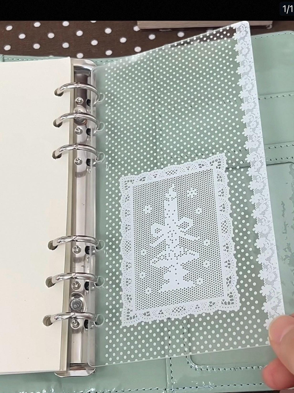 Acrylic Lace Polka Dot Ring Binder Insert, Clear Journal Divider (A6P, A7, M5)