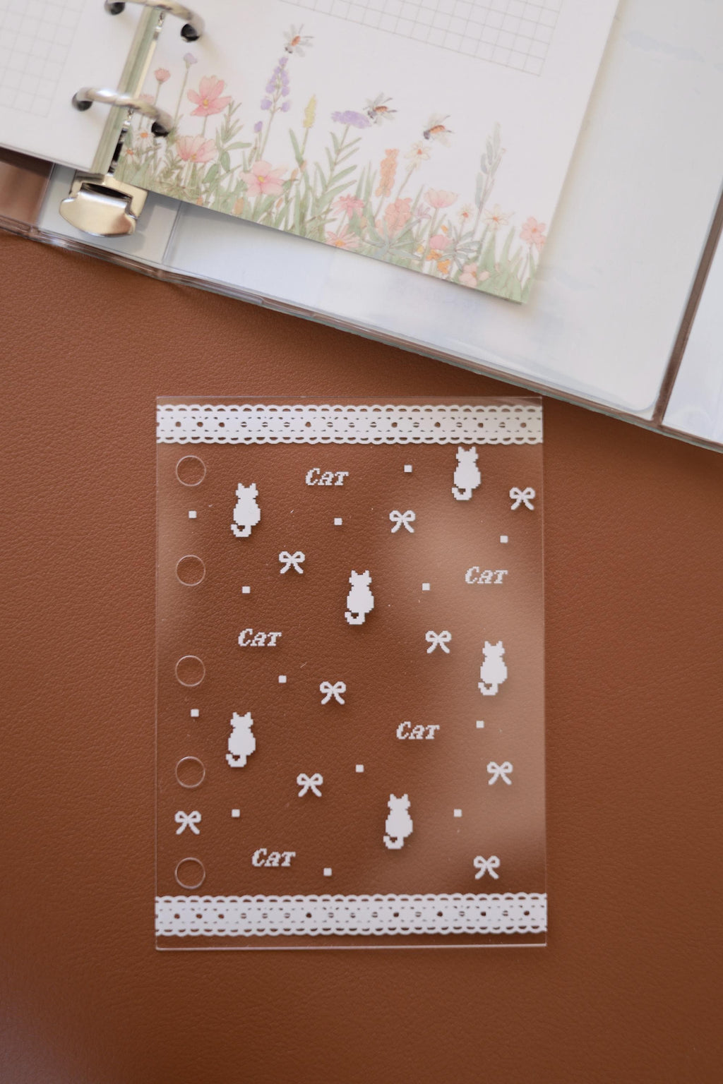 A7 Acrylic Filofax Personal Planner Dashboard, 3 Ring & 6 Ring Binder Divider, Kawaii Lace Photocard