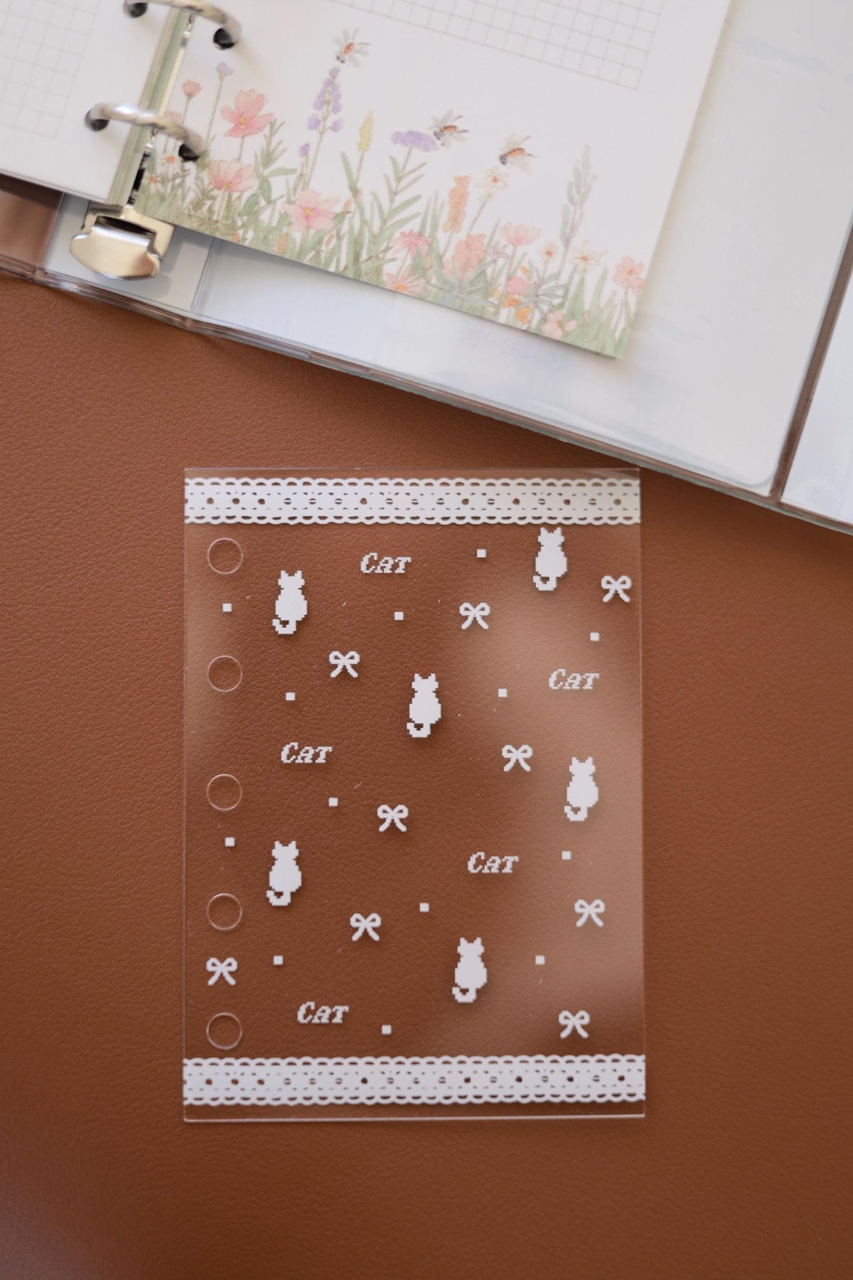 A7 Acrylic Filofax Personal Planner Dashboard, 3 Ring & 6 Ring Binder Divider, Kawaii Lace Photocard