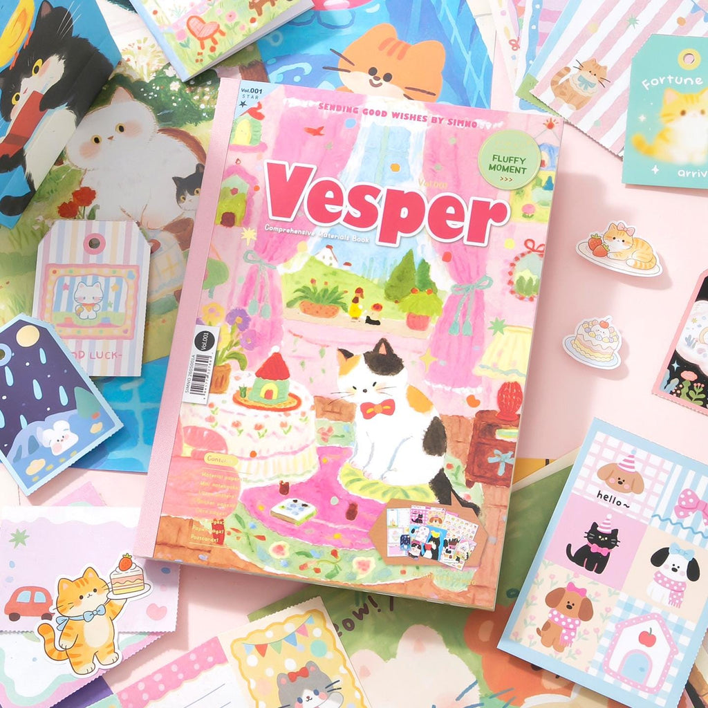 Vintage Junk Journal Ephemera Book Scrapbook Paper Pad Sticker Stationery Set
