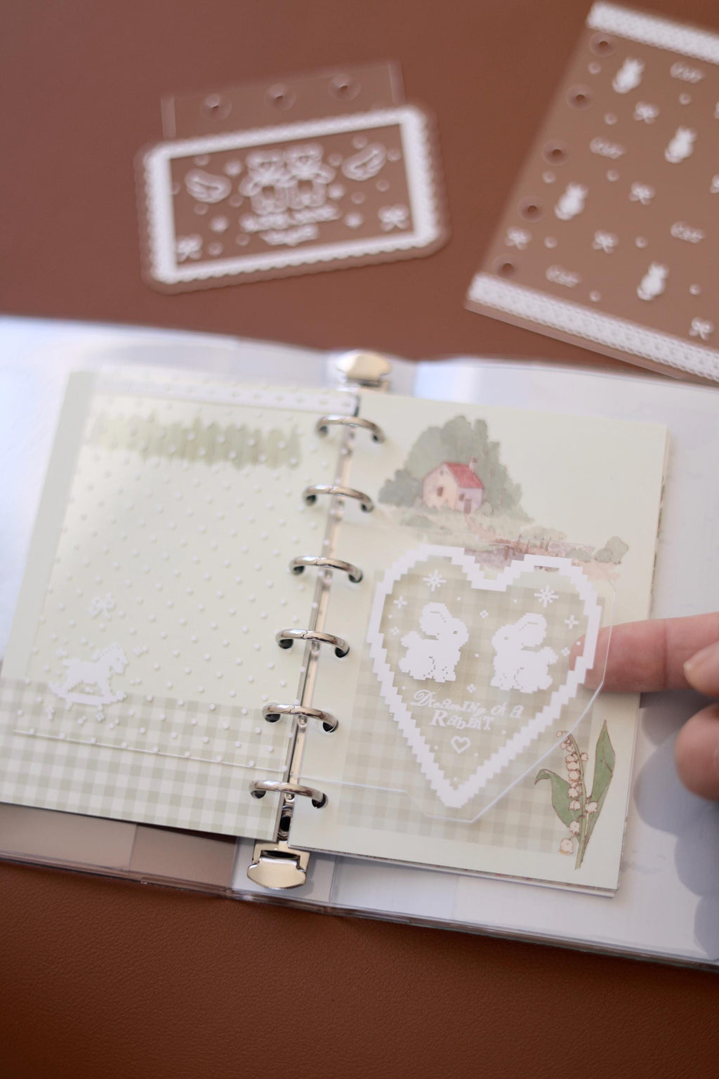 A7 Acrylic Filofax Personal Planner Dashboard, 3 Ring & 6 Ring Binder Divider, Kawaii Lace Photocard