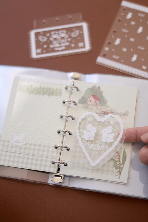 A7 Acrylic Filofax Personal Planner Dashboard, 3 Ring & 6 Ring Binder Divider, Kawaii Lace Photocard