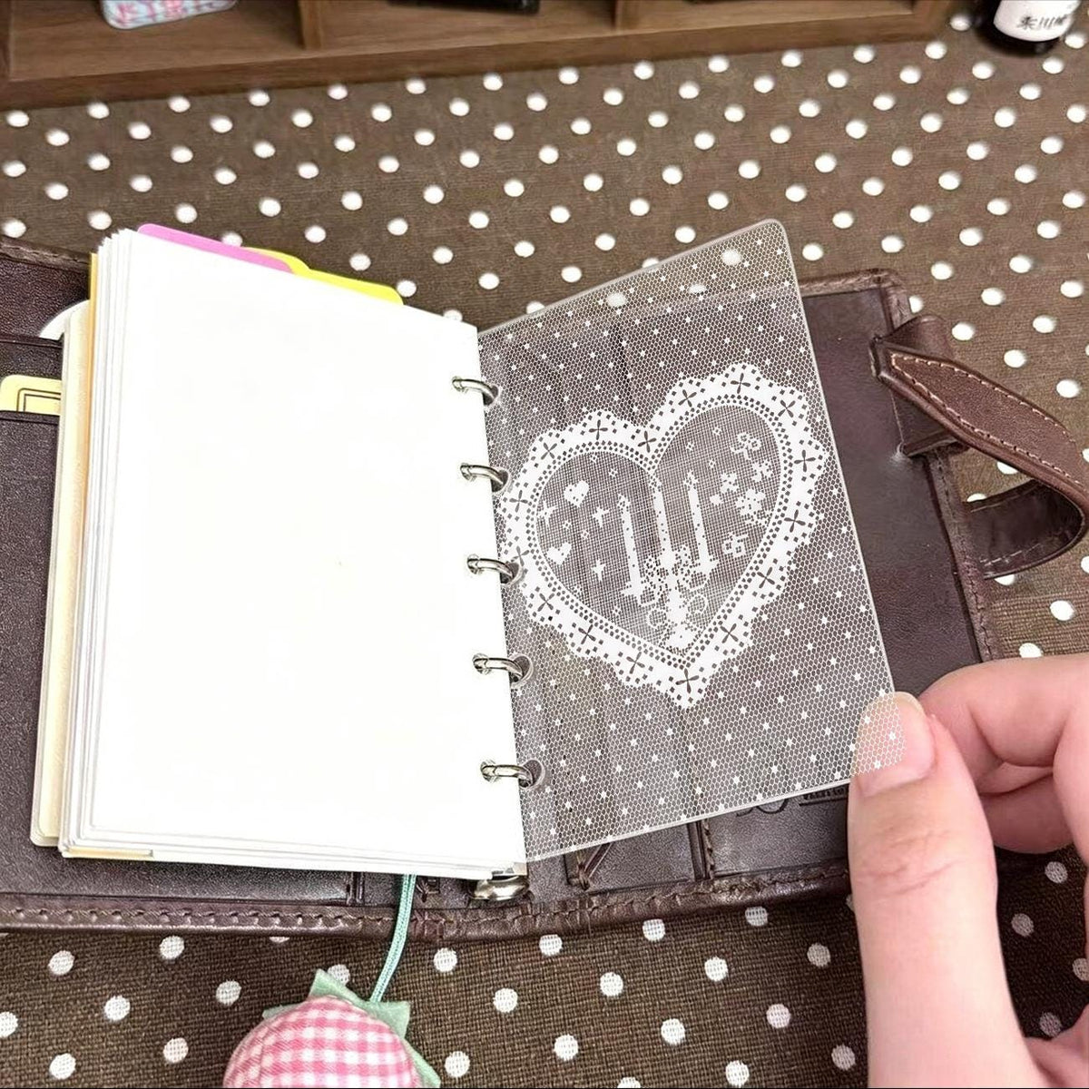 Acrylic Lace Polka Dot Ring Binder Insert, Clear Journal Divider (A6P, A7, M5)