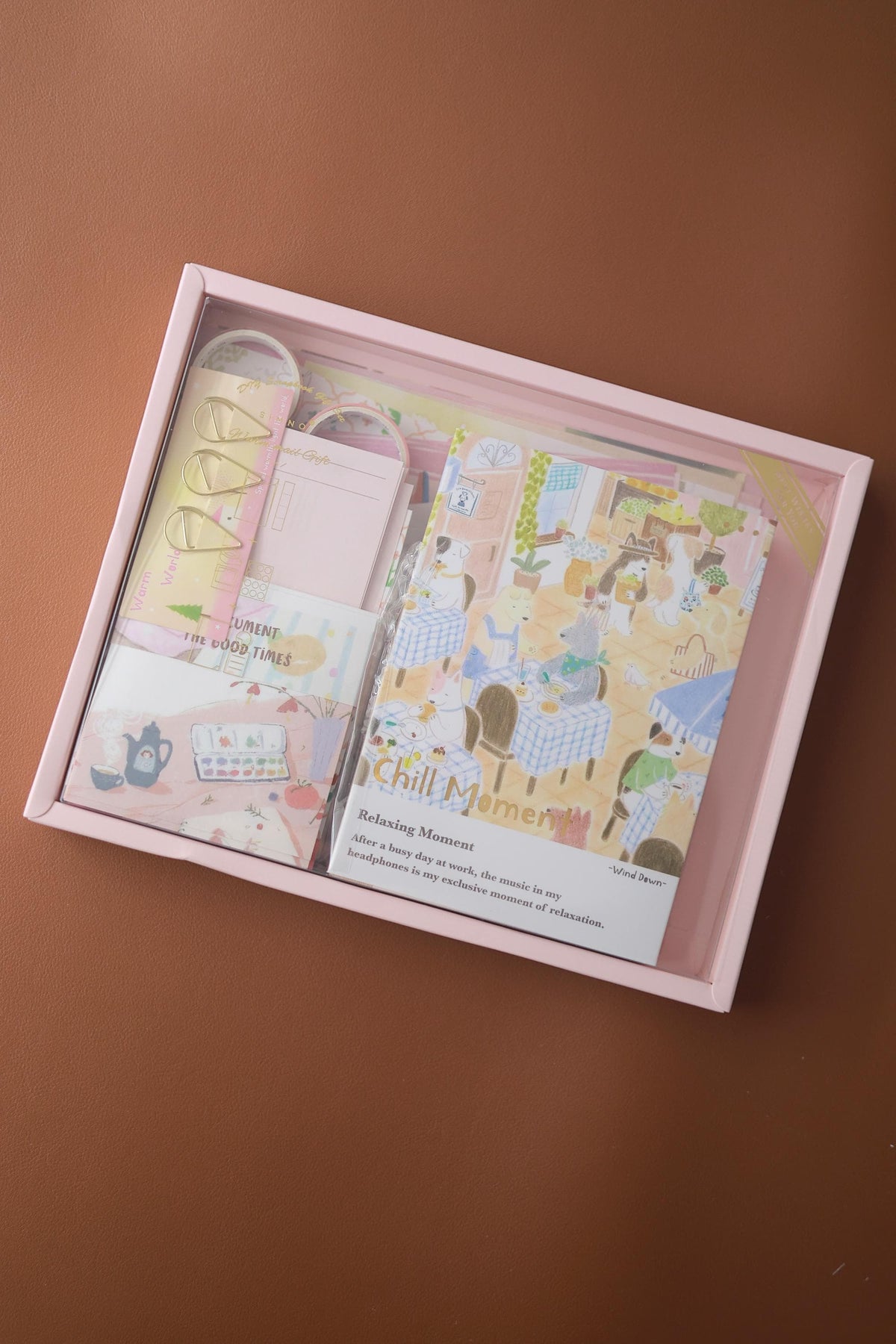 A6 Pink Journal Gift Box Curated Korean Scrapbook Set Washi Sticker Pack