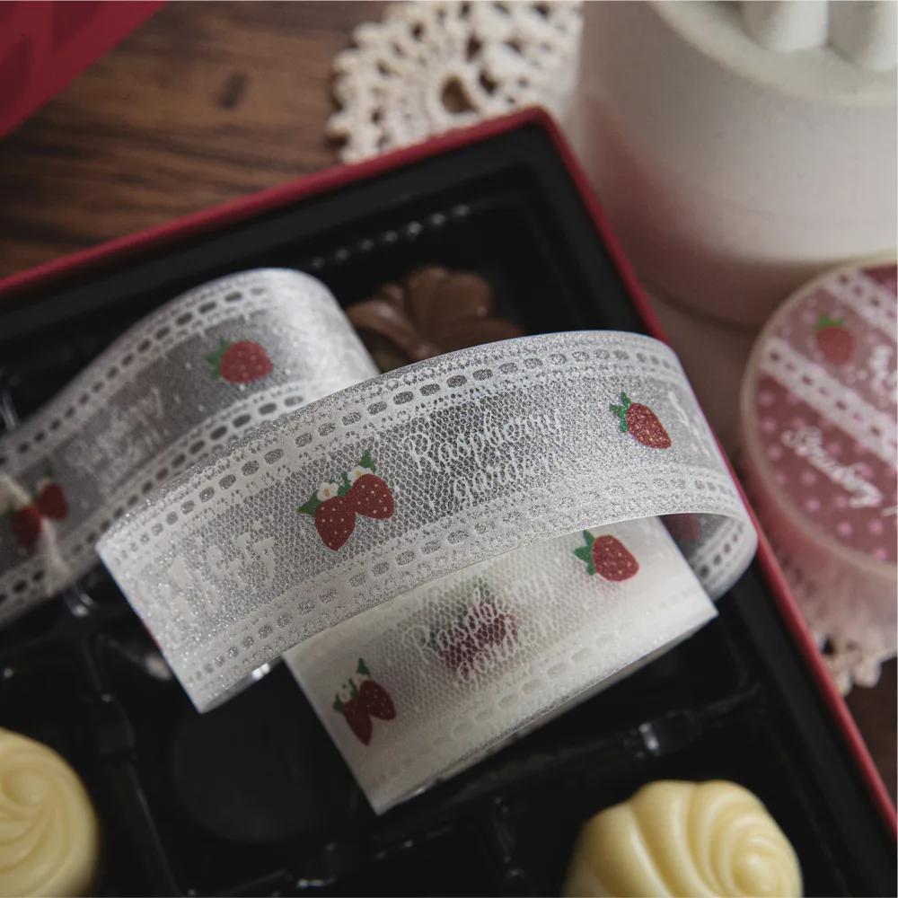 Lace PET Washi Tape, Sparkling Journal Decorative Tape, Junk Journal Supplies, Aesthetic Scrapbook Ephemera, Craft Border Decals