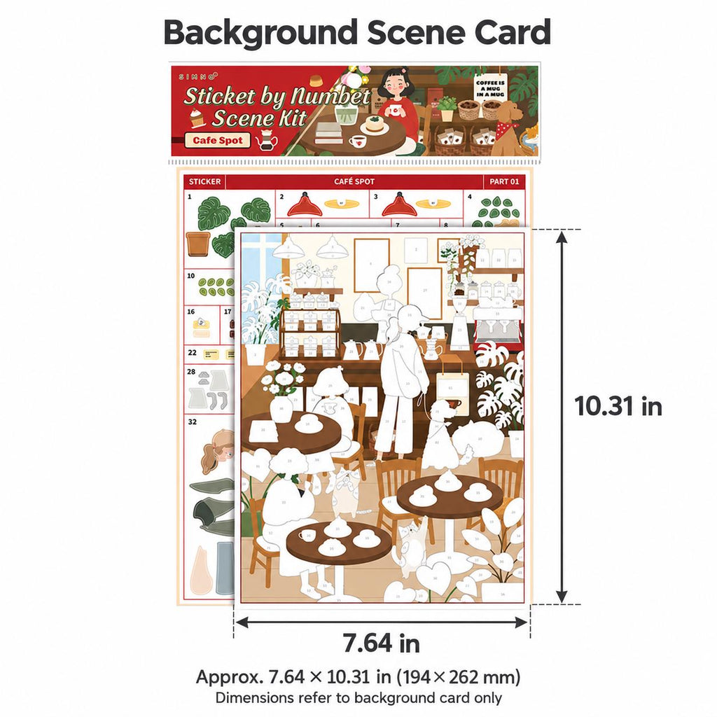 Sticker by Number Scene Kit, Relaxing DIY Craft Puzzle, Paint Activity, Mindful Gift