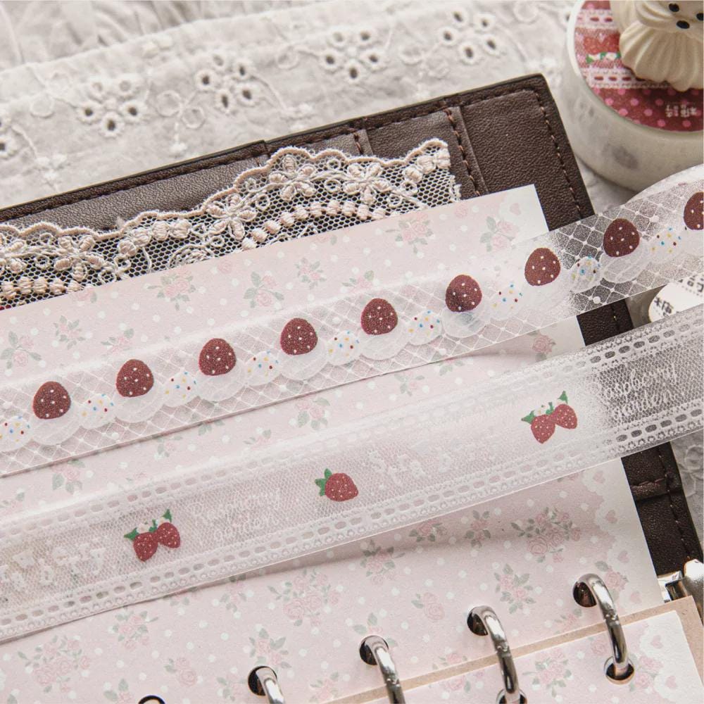 Lace PET Washi Tape, Sparkling Journal Decorative Tape, Junk Journal Supplies, Aesthetic Scrapbook Ephemera, Craft Border Decals