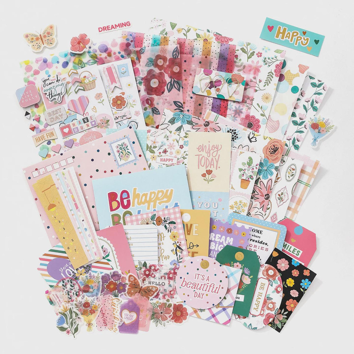 Vintage Junk Journal Ephemera Kit 97Pcs Scrapbook Paper Washi Sticker Pack Stationery