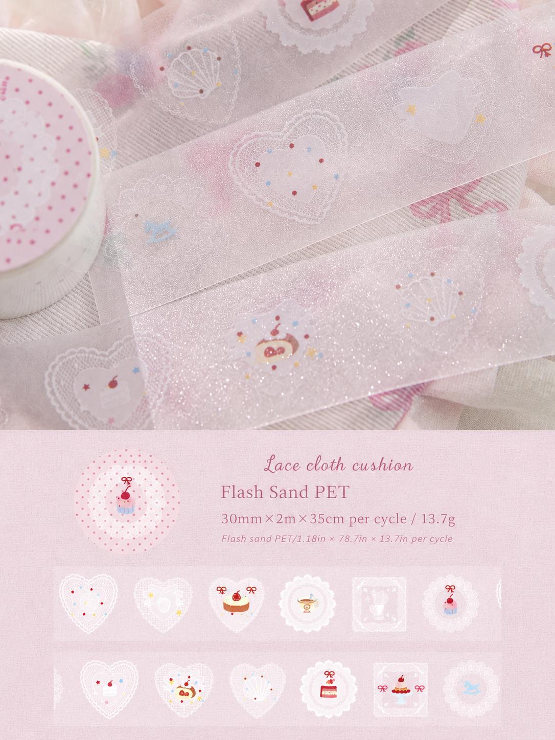 Lace PET Washi Tape, Sparkling Journal Decorative Tape, Junk Journal Supplies, Aesthetic Scrapbook Ephemera, Craft Border Decals