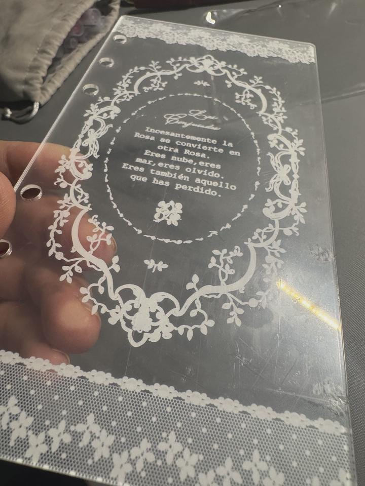 Acrylic Lace Polka Dot Ring Binder Insert, Clear Journal Divider (A6P, A7, M5)