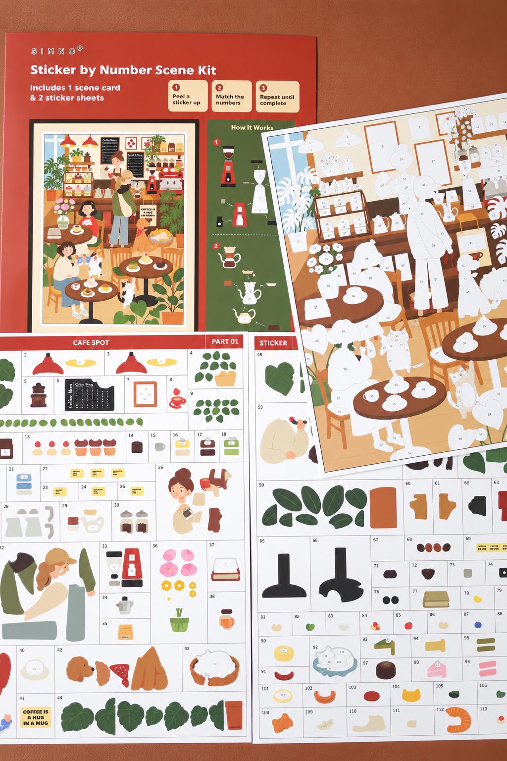 Sticker by Number Scene Kit, Relaxing DIY Craft Puzzle, Paint Activity, Mindful Gift