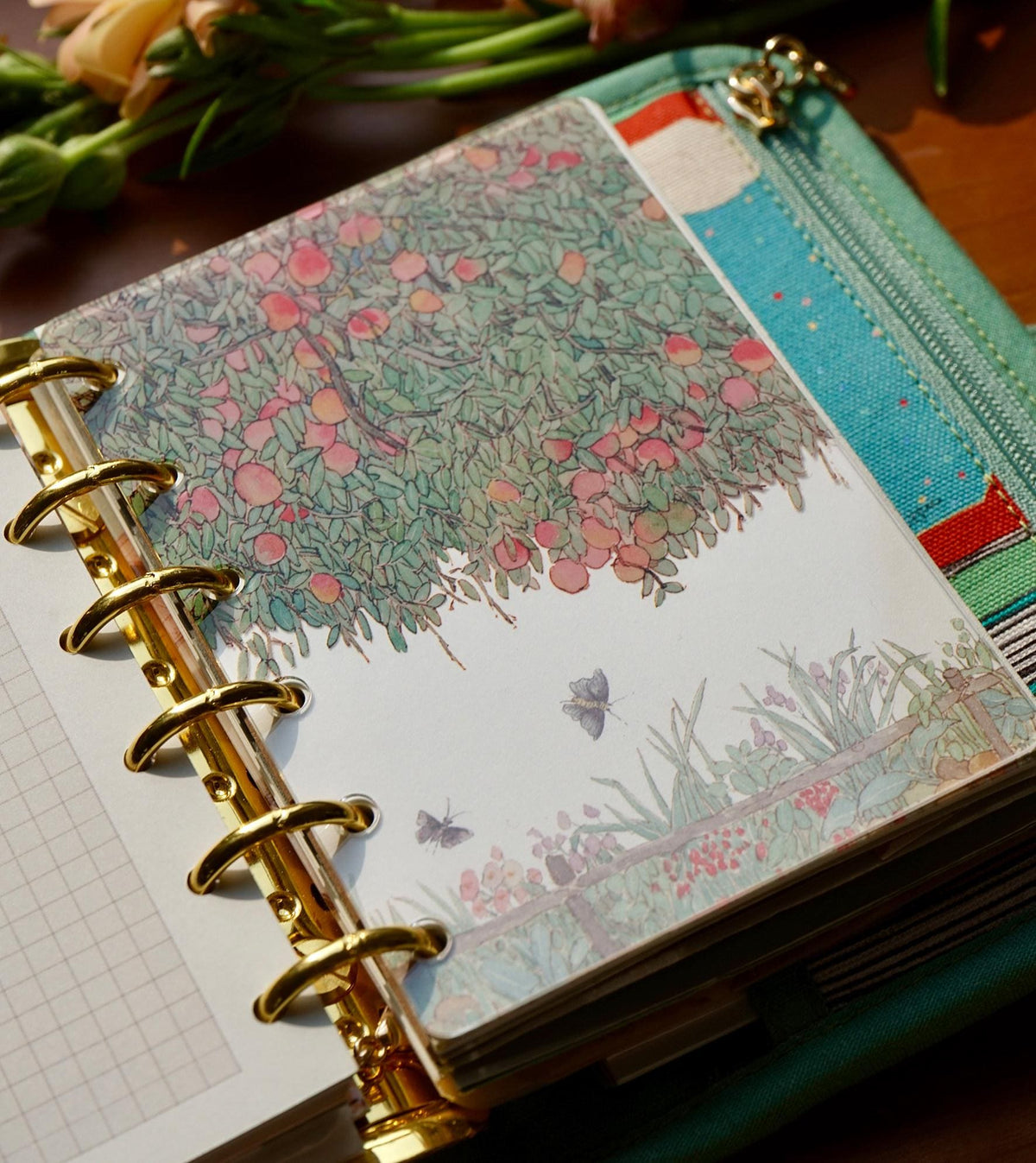 Floral Acrylic Planner Divider, Botanical Ring Binder Inserts, M5 A6 A7 Dashboard