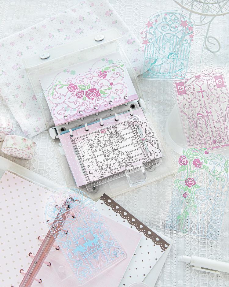 A7 Acrylic Filofax Personal Planner Dashboard, Rococo Flower Window Divider, Clear Botanical Photocard Decor