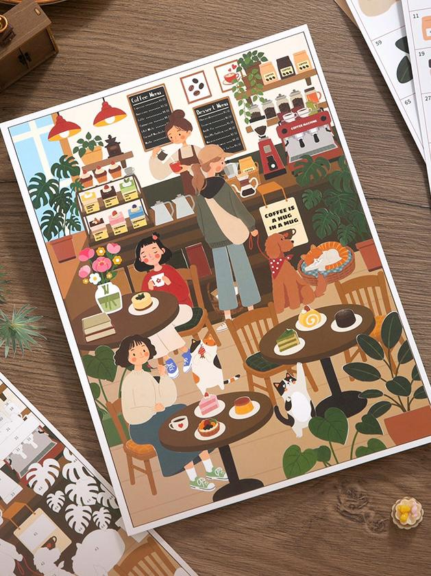 Sticker by Number Scene Kit, Relaxing DIY Craft Puzzle, Paint Activity, Mindful Gift