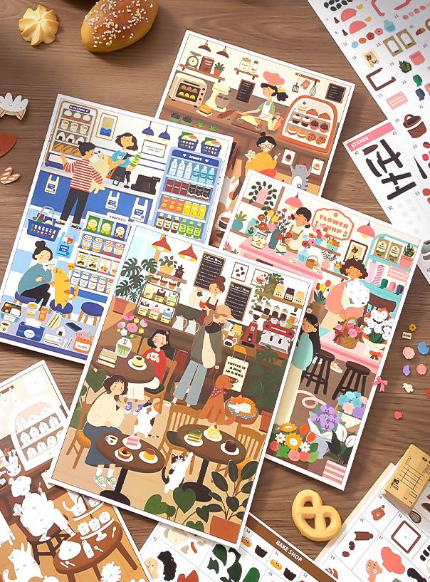 Sticker by Number Scene Kit, Relaxing DIY Craft Puzzle, Paint Activity, Mindful Gift