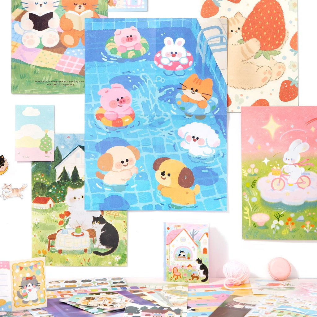Vintage Junk Journal Ephemera Book Scrapbook Paper Pad Sticker Stationery Set
