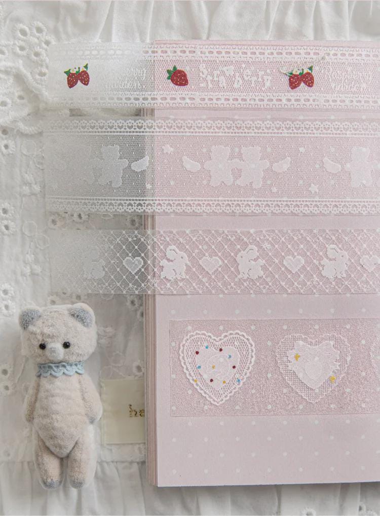 Lace PET Washi Tape, Sparkling Journal Decorative Tape, Junk Journal Supplies, Aesthetic Scrapbook Ephemera, Craft Border Decals