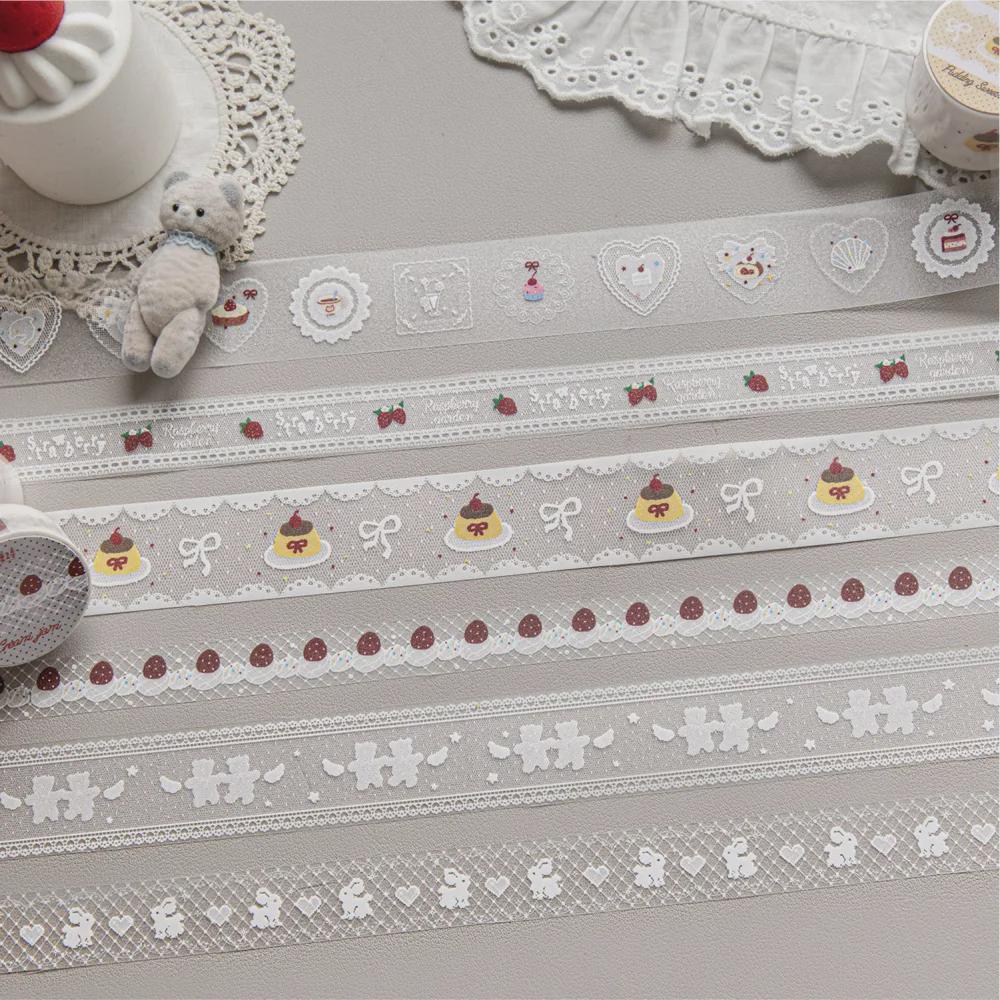 Lace PET Washi Tape, Sparkling Journal Decorative Tape, Junk Journal Supplies, Aesthetic Scrapbook Ephemera, Craft Border Decals