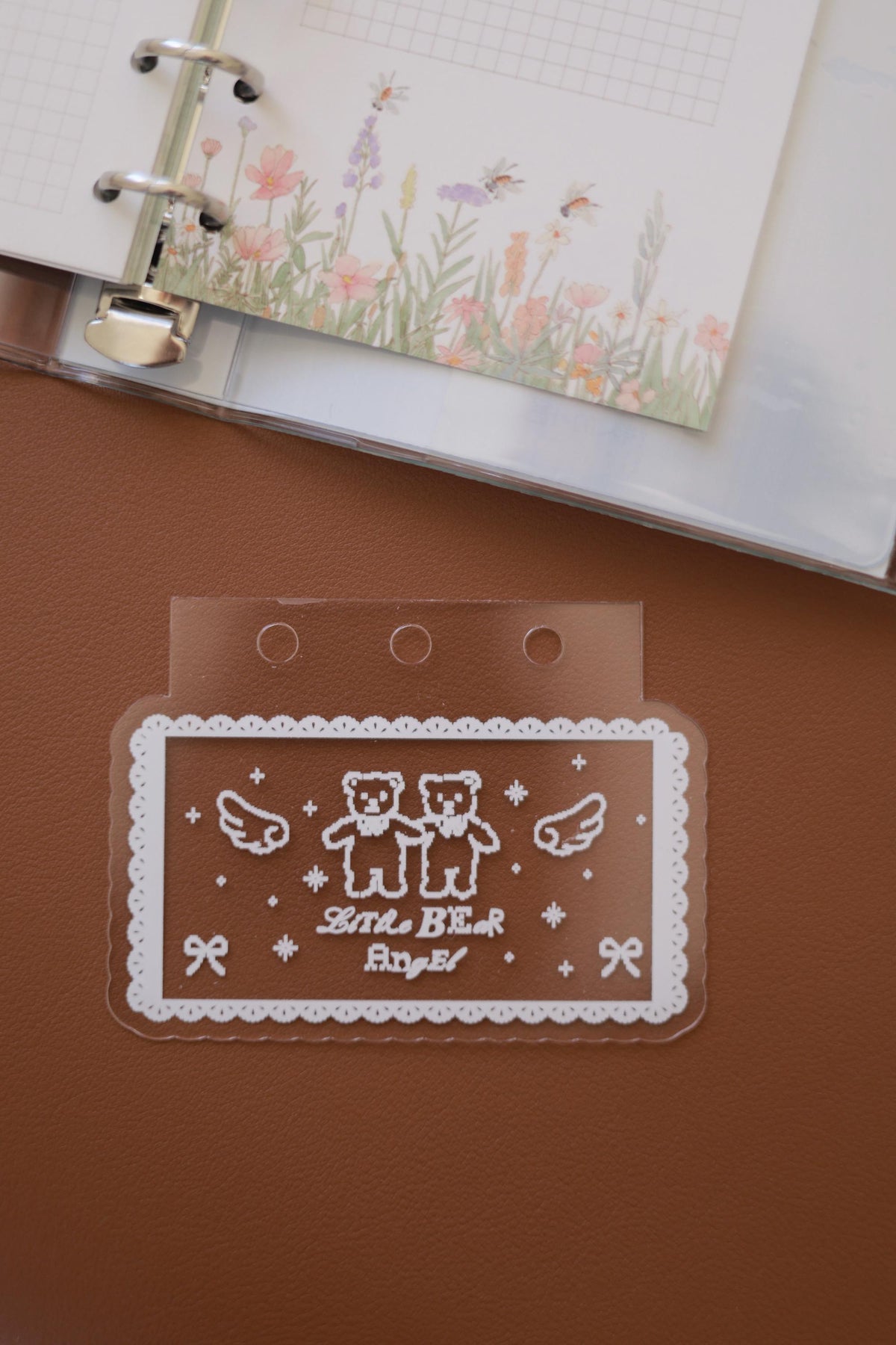 A7 Acrylic Filofax Personal Planner Dashboard, 3 Ring & 6 Ring Binder Divider, Kawaii Lace Photocard