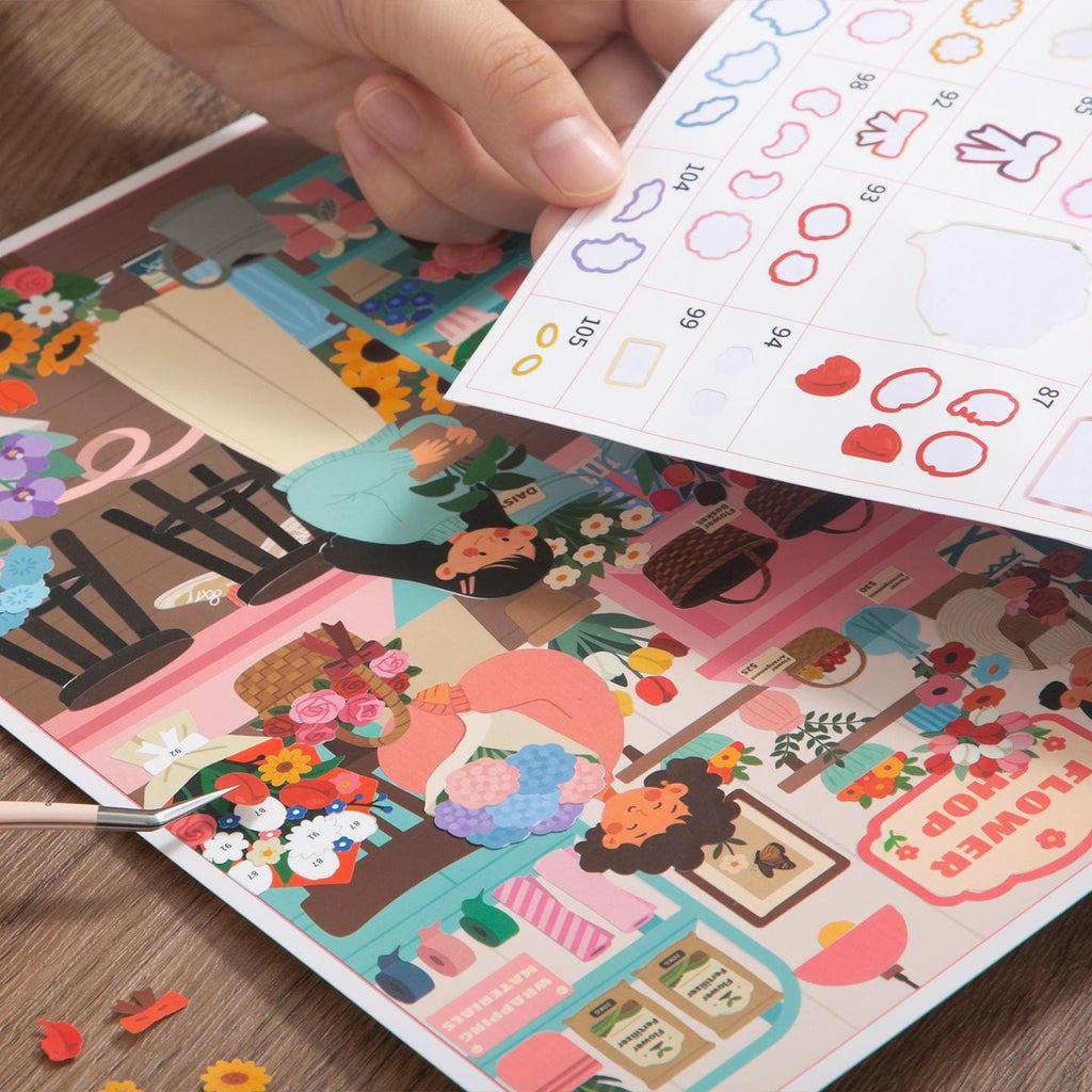 Sticker by Number Scene Kit, Relaxing DIY Craft Puzzle, Paint Activity, Mindful Gift