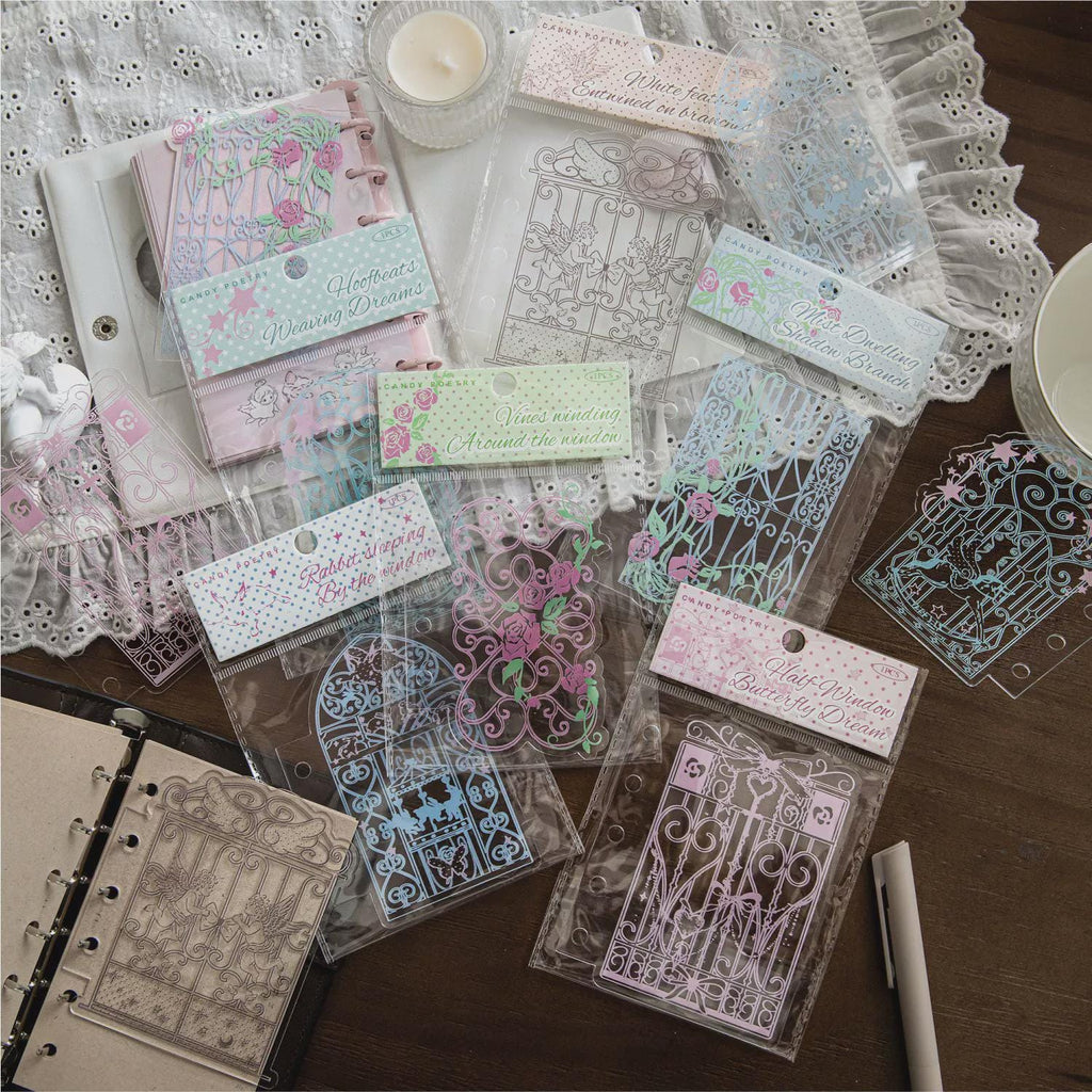 A7 Acrylic Filofax Personal Planner Dashboard, Rococo Flower Window Divider, Clear Botanical Photocard Decor