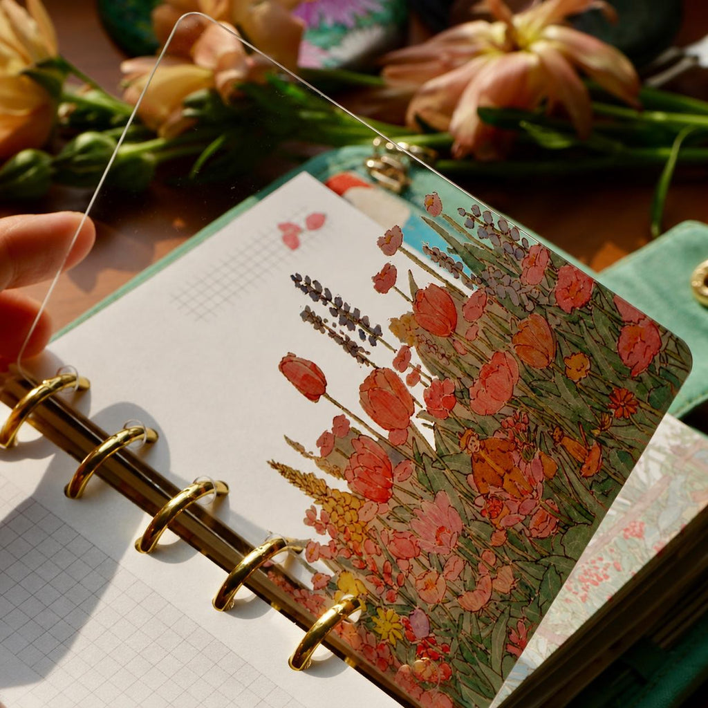 Floral Acrylic Planner Divider, Botanical Ring Binder Inserts, M5 A6 A7 Dashboard
